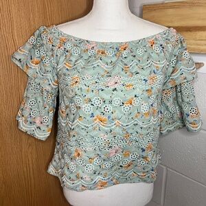 LAIA Ashtabula Off-The-Shoulder cotton eyelet Blouse Size M